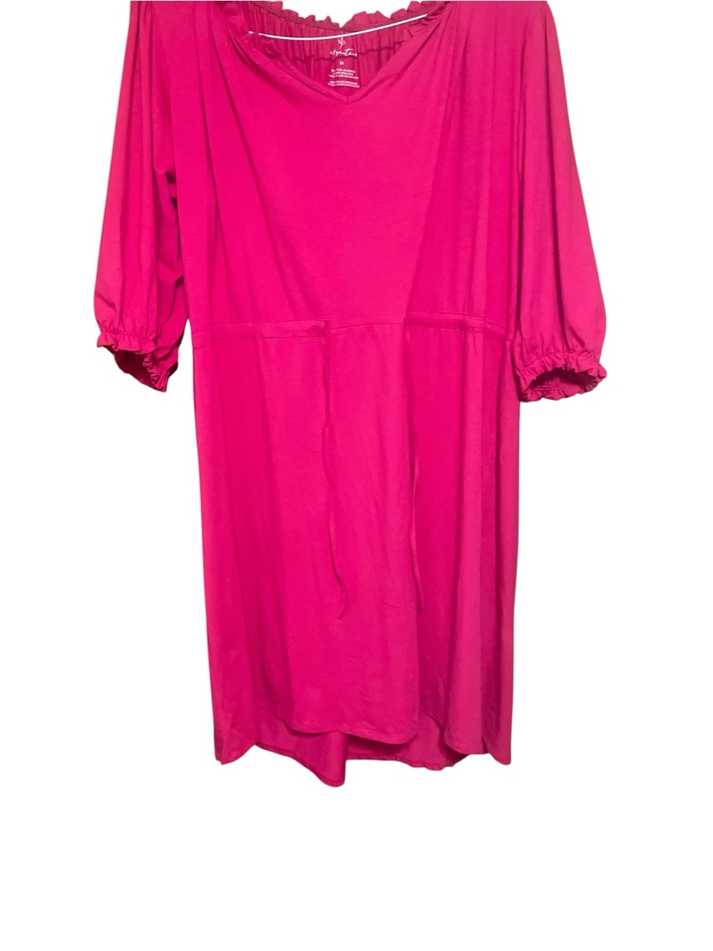 croft & barrow Vibrant Pink V-Neck Tunic with Waist Tie